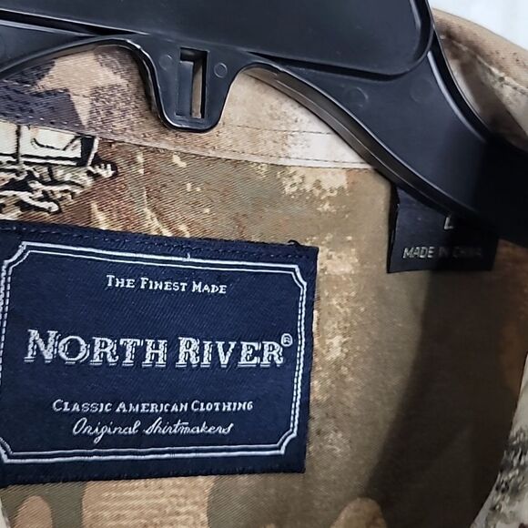 North River U.S. Military Print Button Down Shirt Size Large - Picture 6 of 9